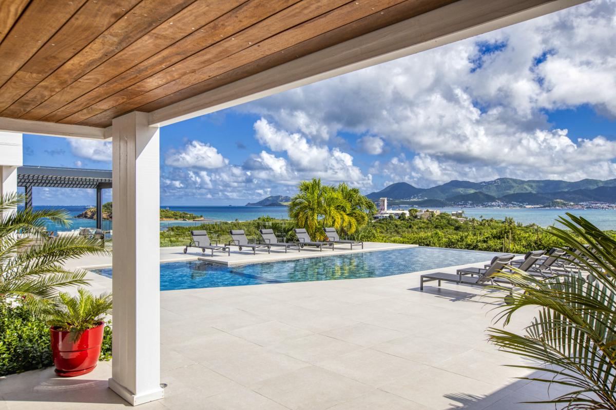 Location villa Saint Martin Terres Basses - villa 5 chambres 10 prsonnes - 300m de la plage de Baie aux Prunes - Vue mer et Piscine (7)